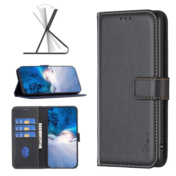 Pattintható tok a Samsung Galaxy A35 5G, BINFEN Wallet, fekete