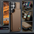 CASEME flip tok Samsung Galaxy S25 Ultra, Litchi Wallet, barna