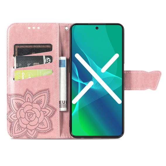 Pattintható tok a Motorola Moto G84, Butterfly, rózsaszín rose gold