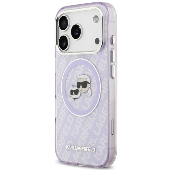 Karl Lagerfeld IML Glitter Karl & Choupette Heads Logo MagSafe tok iPhone 17 Pro-hoz