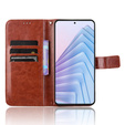 Pattintható tok a Xiaomi Redmi Note 14 4G, Crazy Horse Wallet, barna