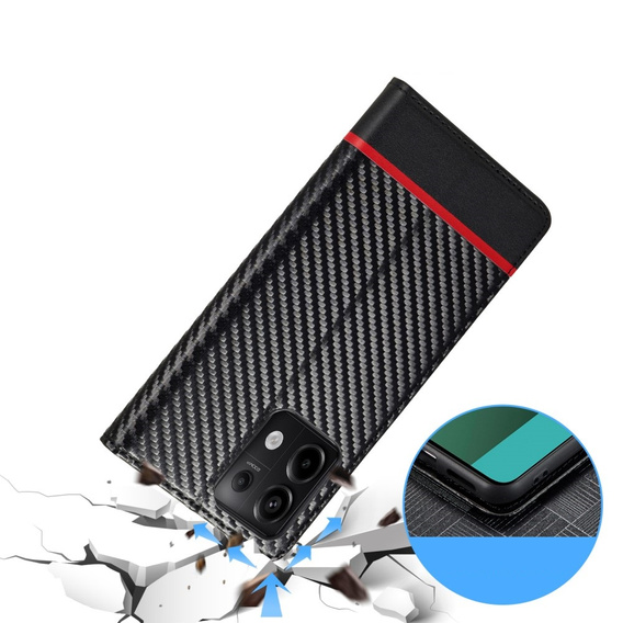 Pattintható tok a Xiaomi Redmi Note 13 Pro 5G, Carbon LC.IMEEKE, fekete
