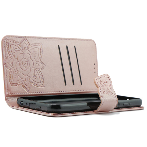 Pattintható tok a Xiaomi Poco X6 5G, Butterfly, rózsaszín rose gold