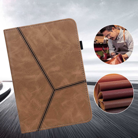 Tok Lenovo Tab M10 Plus 10.6 Gen 3 TB-125F TB-128F, Classic, tolltartóval, barna