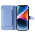 Pattintható tok a iPhone 15 Pro, Wallet Zipper Pocket, kék