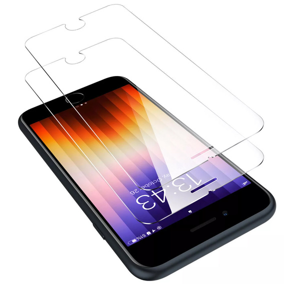 2x edzett üveg a iPhone 7/8/SE 2020/SE 2022, ERBORD 9H Hard Glass a képernyőn