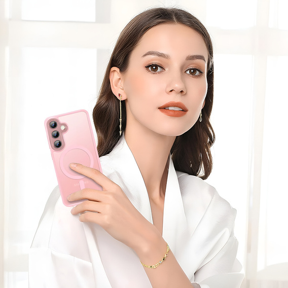 Matt tok iPhone 17 Pro készülékhez, MagSafe-hoz, áttetsző rózsaszínű