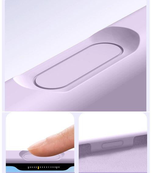 Szilikon tok iPhone 17 Pro Max készülékhez, MagSafe, ütésgátló, lila