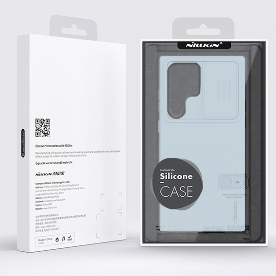 NILLKIN tok Samsung Galaxy S23 Ultra, szilikon CamShield tok MagSafe-hoz, kék