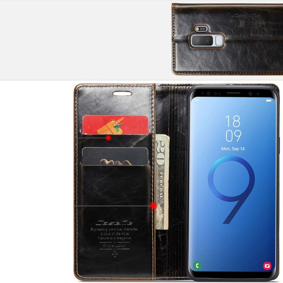 CASEME flip tok Samsung Galaxy S9+ Plus, Waxy Textured, kávé