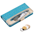 Flap tok Samsung Galaxy S22+ Plus 5G, Wallet Pocket Zipper Lace, kék