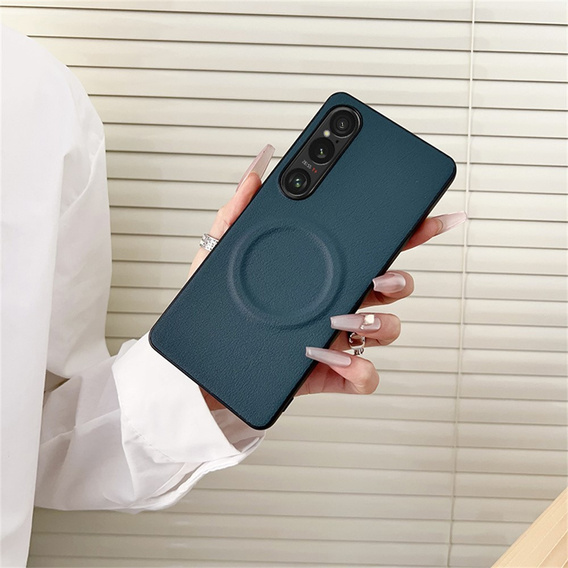 Telefontok a Sony Xperia 1 VI, Leather Hybrid MagSafe, zöld
