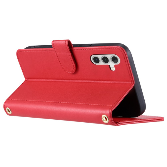 Flap tok Samsung Galaxy A55 5G, Rhombus Crossbody Leather, piros