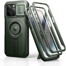Páncélozott tok iPhone 14 Pro Max készülékhez, Dexnor CamProtect MagSafe, zöld (Két keret)