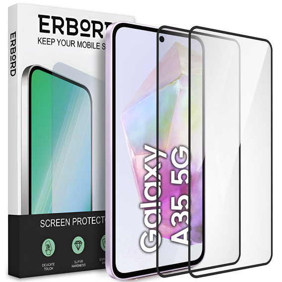 2x edzett üveg ERBORD 3D a Samsung Galaxy A35 5G teljes képernyő