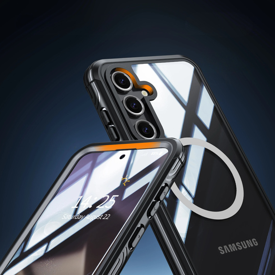 Tok Samsung Galaxy S25-hoz, Shockproof, üveggel, MagSafe-hoz, fekete