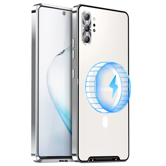 Kameravédő tok Samsung Galaxy Note 10+ Plus, CamShield MagSafe, átlátszó / ezüst