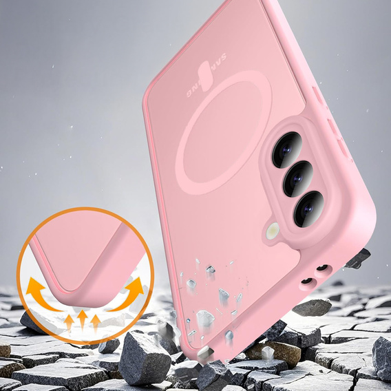 Tok Samsung Galaxy A56 5G-hoz, MagSafe, ERBORD Matt Case, rózsaszín + képernyőüveg