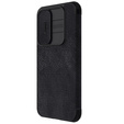 NILLKIN flip tok Samsung Galaxy A55, CamShield Qin Pro, bőr, fekete