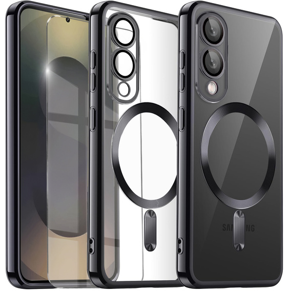 Tok Samsung Galaxy S25 Edge-hoz, Electro MagSafe, fekete + üveg a képernyőhöz