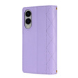 Flap tok Samsung Galaxy S25 Edge, Rhombus Crossbody Leather, lila