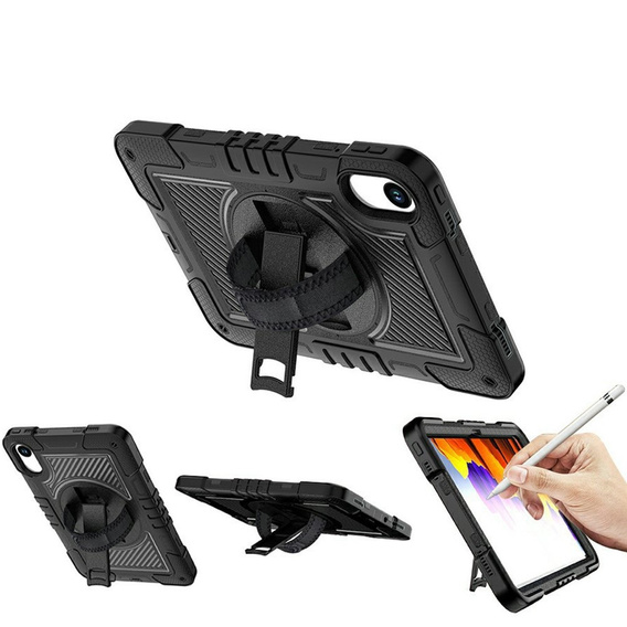 Páncélozott tok a Xiaomi Redmi Pad 2-hez, állvánnyal és vállpánttal – fekete
