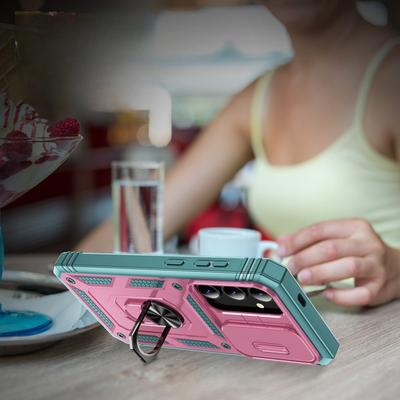Telefontok a Samsung Galaxy S24, CamShield Slide, zöld / rózsaszín 