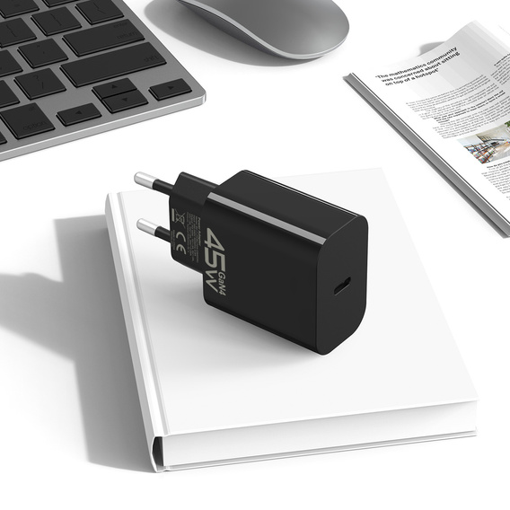 Blavec GaN4 45W USB-C PD/QC hálózati töltő USB-C-vel - USB-C kábel USB-C-vel rendelkező eszközökhöz: okostelefonok, táblagépek és könnyű laptopok számára