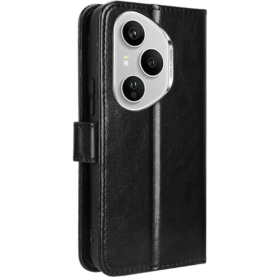 Pattintható tok a Honor 400 Pro 5G, Crazy Horse Wallet, fekete