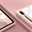 Tok Samsung Galaxy Tab S10 Lite / S10 FE / S9 FE, Smartcase Hybrid, tolltartó résszel, Marble rózsaszín