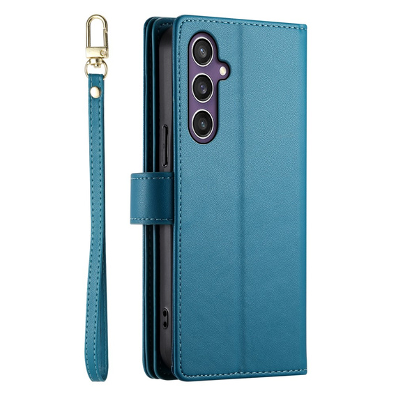 Pattintható tok a Samsung Galaxy S25+ Plus, Wallet Zipper Pocket, kék