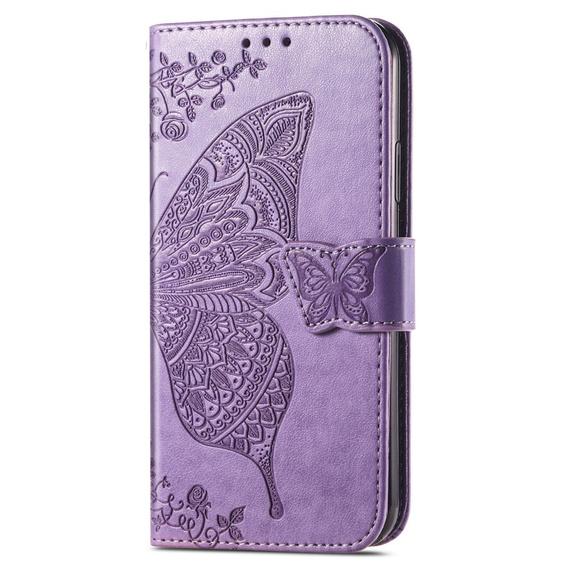 Pántos tok Samsung Galaxy A17 5G, pénztárca, pillangó, lila