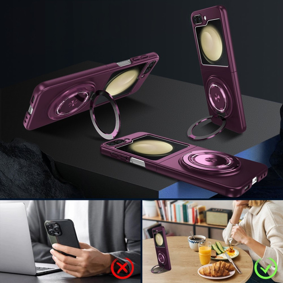 GKK tok a Galaxy Z Flip 5 5G-hez, sarkok Dropproof MagSafe, átlátszó / lila