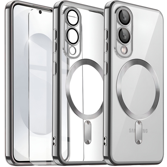 Tok Samsung Galaxy S25 Edge-hoz, Electro MagSafe, ezüst + üveg a képernyőhöz