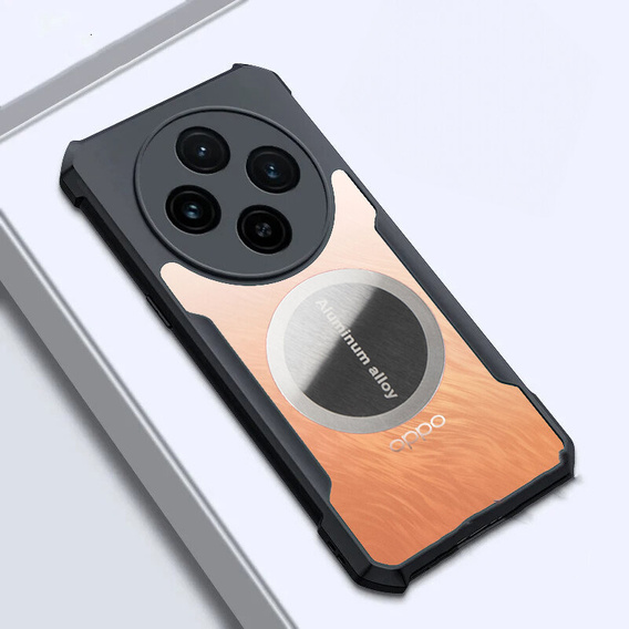 Tok Oppo Reno 12F / 12S, mágneses lemezzel, átlátszó / fekete