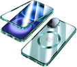 Magnetic Dual Glass MagSafe tok iPhone 16, zöld