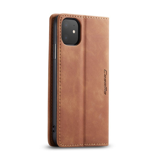 CASEME tok iPhone 11, Leather Wallet Case, barna