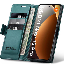 ERBORD Fényes Litchi flip tok Xiaomi Redmi Note 15 Pro 4G készülékhez