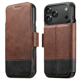 2 az 1-ben flip tok iPhone 17 Pro Max készülékhez, SUTENI, MagSafe, barna színben