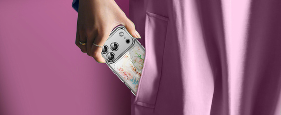 Mágneses tok virágos lézeres mintával iPhone 17 Pro-hoz