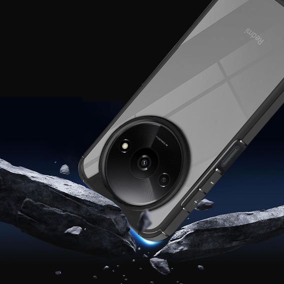 Tok Xiaomi Redmi A3, Fusion Hybrid, kameravédelemmel, átlátszó / fekete