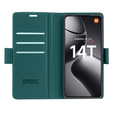 Tok Xiaomi 14T Pro, ERBORD Glossy Litchi, pénztárca patenttal, zöld
