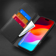 QIALINO bőr pénztárca flip tok iPhone 17 Pro Max készülékhez - fekete