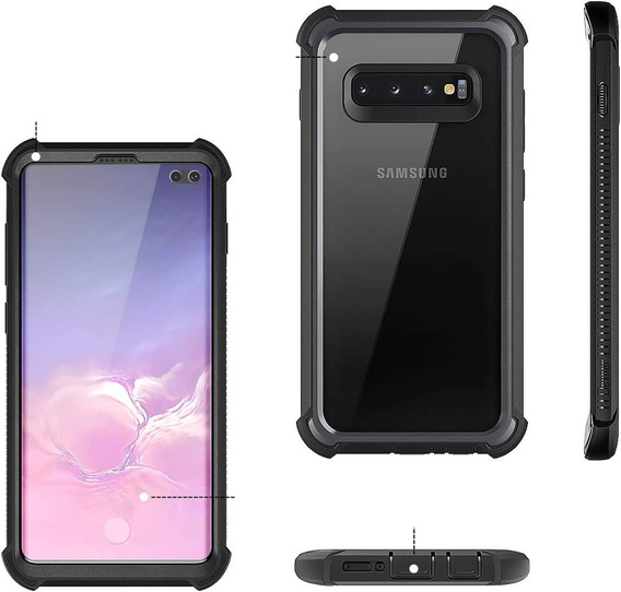 Telefontok a Samsung Galaxy S10 Plus, Dexnor Full Body Rugged, átlátszó / fekete