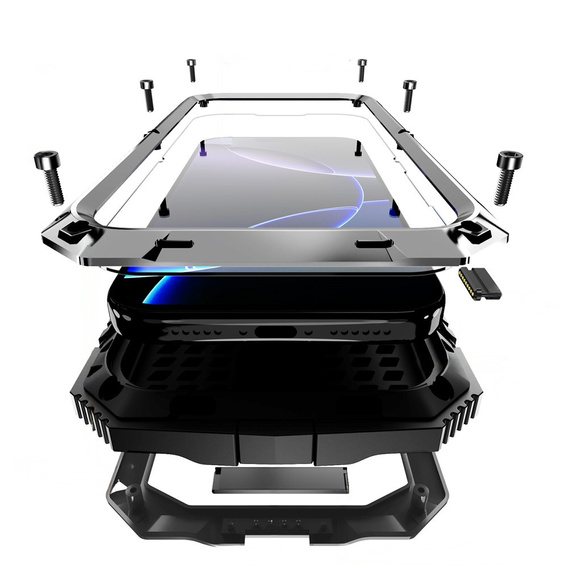 R-JUST tok állvánnyal és beépített üveggel iPhone 17 Pro készülékhez