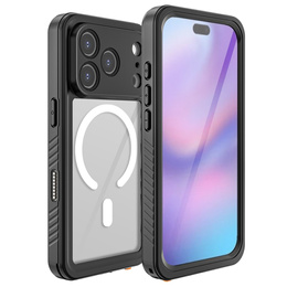 Redpepper tok iPhone 17 Pro készülékhez, IP68 vízálló, MagSafe, átlátszó, fekete oldallapokkal