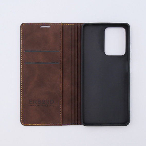 Telefontok a Xiaomi Redmi Note 12 5G / Poco X5 5G, ERBORD Vintage, pénztárca patenttal, kávé
