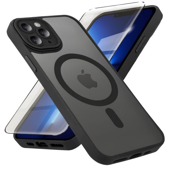 Tok iPhone 16 Pro Max-hoz, MagSafe, ERBORD Matt Case, fekete + képernyőüveg