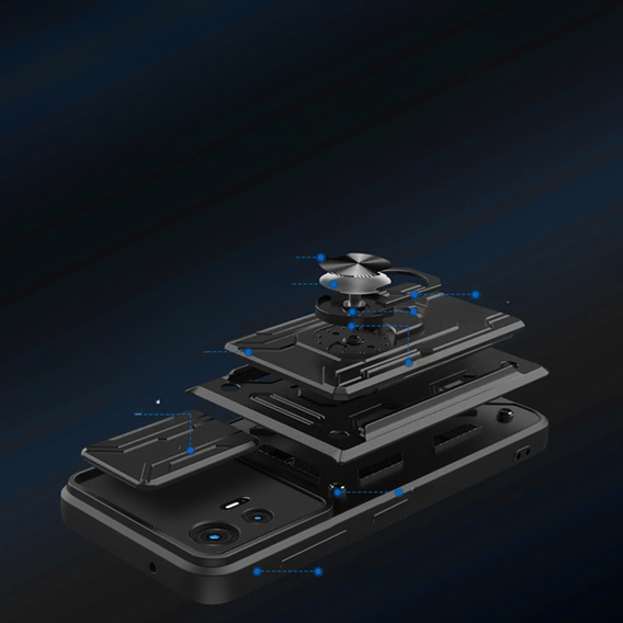 Páncélozott tok a Motorola Edge 30 Neo 5G, Camera Slide Card Slot, fekete