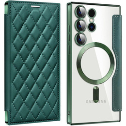 Pattintható tok a Samsung Galaxy S24 Ultra, RFID Wallet MagSafe CamShield, zöld